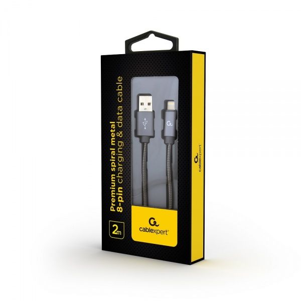 Кабель Cablexpert Lightning – USB 2 м серый (CC-USB2S-AMLM-2M-BG) USB 2.0 А-папа/Lightning
