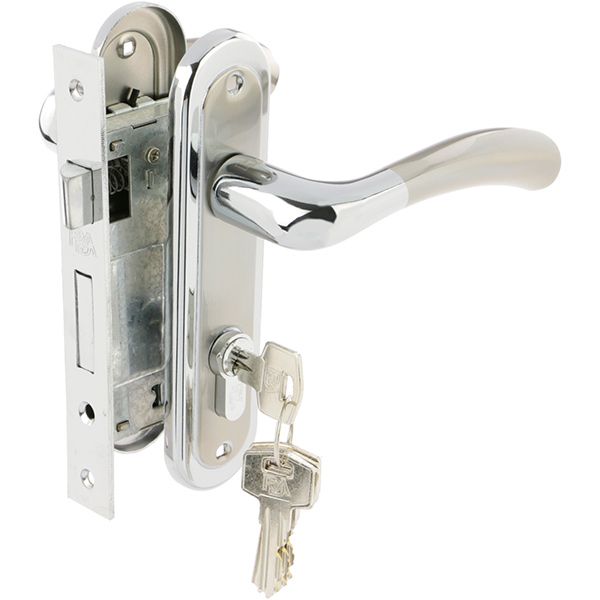 Замок врезной с ручками RDA Siena PZ 62 мм хром