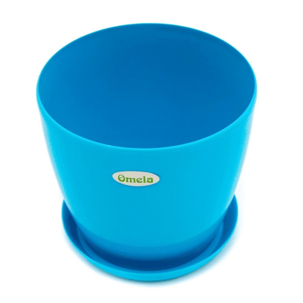 Горщик пластиковий Омела Глянець 2,2 літра круглий світло-блакитний 