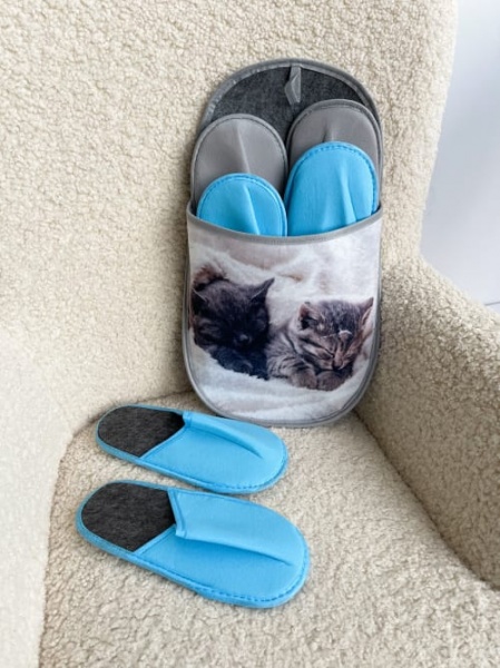 Набор тапочек для гостей La Nuit Cats 5 пар 8157 серый с рисунком 