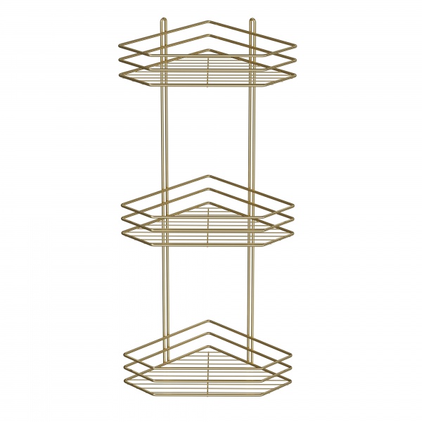 Полка для ванной Украина угловая 3-ярусная 25 см золото 
