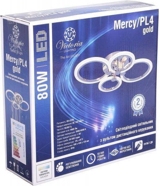 Люстра світлодіодна Victoria Lighting Mercy/PL4 gold 4x80 Вт золото Mercy/PL4 gold 
