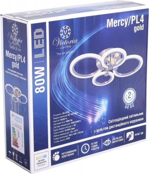 Люстра светодиодная Victoria Lighting Mercy/PL4 gold 4x80 Вт золото Mercy/PL4 gold 
