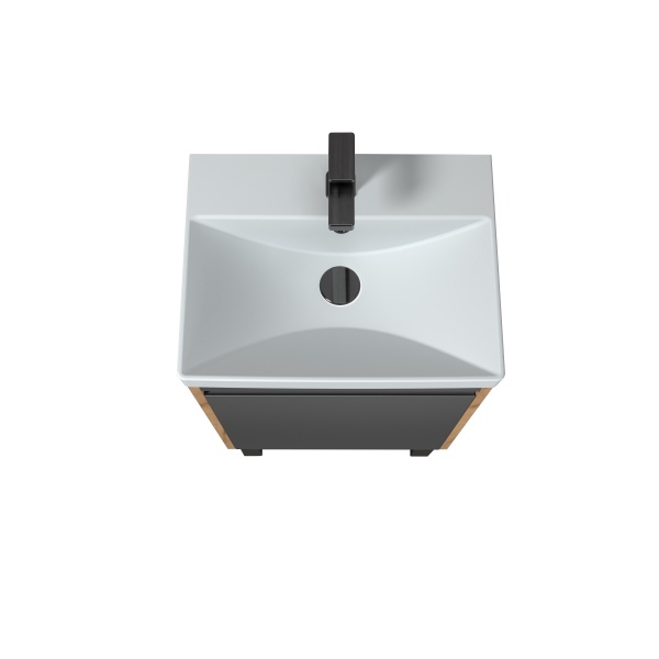 Тумба Мойдодыр Olive 50-U с умывальником Sempre 50 подвесная/напольная