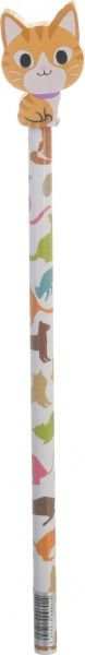 Карандаш чернографитный с резинкой рыжий кот