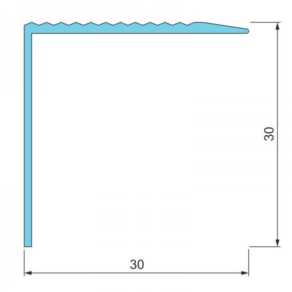 Порожек алюминиевый лестничный 30 х 30 мм Braz Line рифленый без отверстий 900 мм серебро 