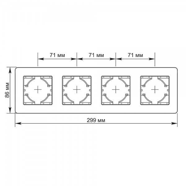 Рамка Standard четырехместная горизонтальная белый TF-ST-FR4H-W