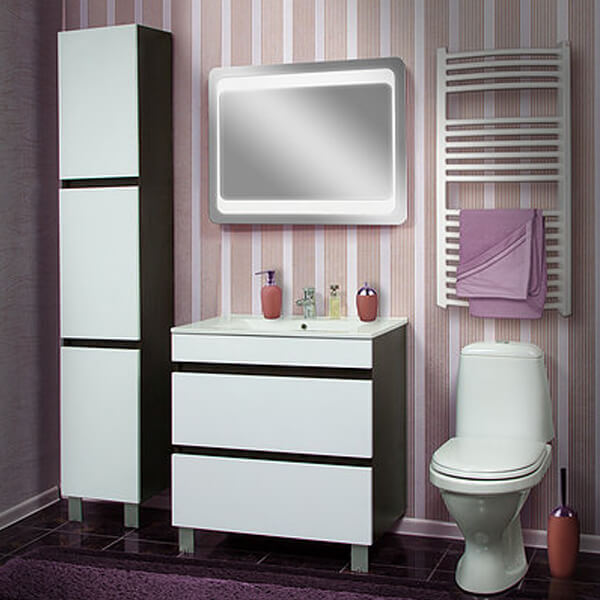 Тумба підлогова Сансервіс Еліт 60-N біла-венге з умивальником Еліт 9060D