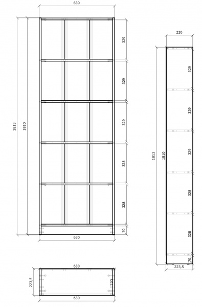 Стеллаж Грейд 2 Оптимал 1810х630х220 мм дуб сонома