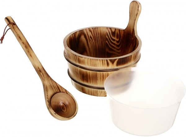 Набор для сауны шайка с черпаком и пластиковой емкостью 4 л KD-004B