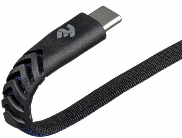 Кабель 2E USB-USB-C 1 м чорний із синім (2E-CCTT-1MBL) 