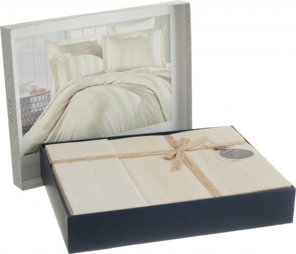 Комплект постільної білизни Emboss 2 айворі Sesli Tekstil 