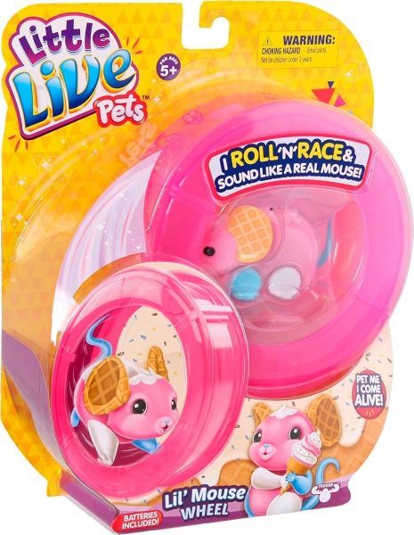 Игрушка интерактивная Little Live Pets мышонок «Вафелька» с колесом 28194