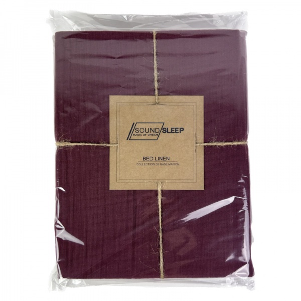 Простынь Muslin Burgundy 180x220 см бургунди SoundSleep 