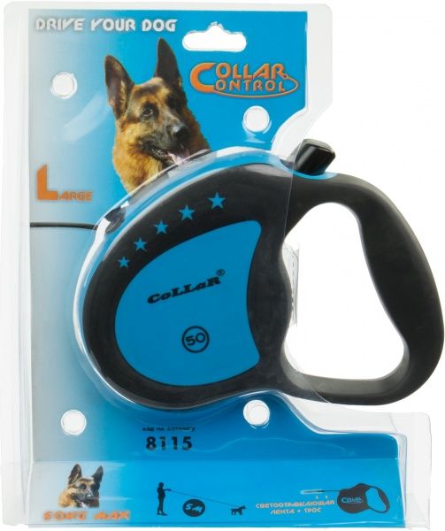 Поводок-рулетка COLLAR Control до 50 кг 5 м черный 81152
