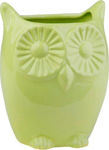 Кашпо керамічне Eterna 3105-14,5 сова фігурний зелений 