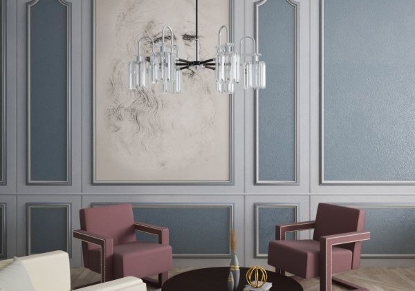 Люстра потолочная Hopfen Bogen CR-GR 6x60 Вт E14 хром/коричневый 