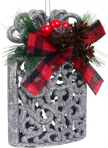 Декоративна підвіска Подарунок з декором 11x7,5 см E2281S срібло