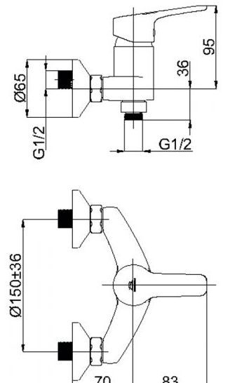 Смеситель для душа Rubineta Uno-12 WT N20071
