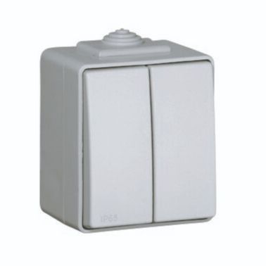 Вимикач двоклавішний зовнішній Waterproof без підсвітки 16 А 250В сірий 48061 CCZ