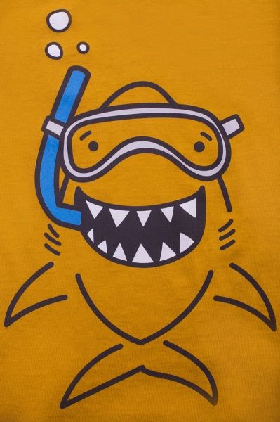 Футболка для хлопчиків Luna Kids з принтом Shark р.122 жовтий 
