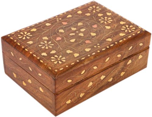 Скринька дерев'яна інкрустована латунню WB158