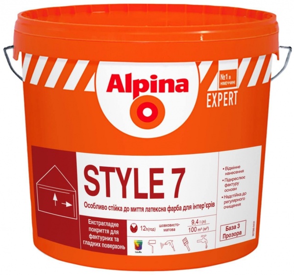 Краска интерьерная латексная Alpina EXPERT Style 7 шелковистый мат база 3 1л 