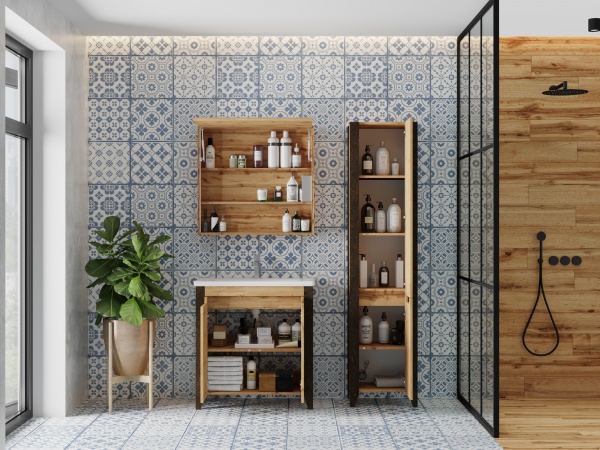 Зеркальный шкаф ЮВЕНТА Queen- 80 дуб Вотан 