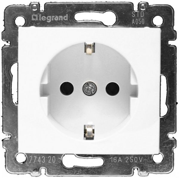 Розетка із заземленням Legrand Valena 2К+З 16А без шторок білий 774420