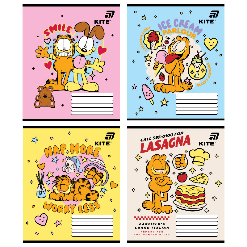 Тетрадь Garfield 12 лист. косая линия GF26-235 KITE — фото 1