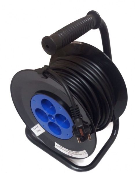 Катушка для удлинителя Техноелектропласт с розеткой без заземления 4 гн. синий 
