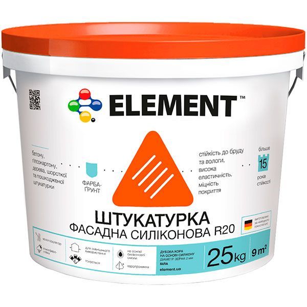 Декоративная штукатурка короед Element R20 2 мм 25 кг белый