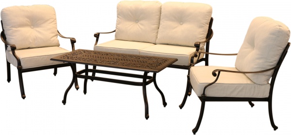 Комплект мебели Bella Vita столик 122х56х50 см + 2-х местный диван + 2 кресла серый 