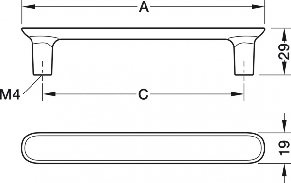 Меблева ручка рейлінгова Hafele 96 мм 106.70.320 матовий чорний