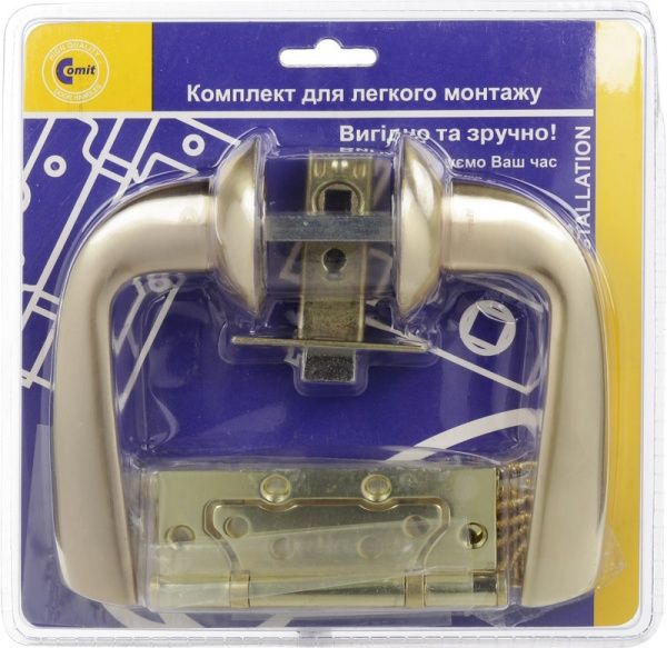 Защелка врезная с ручками и петлями Kea полированная латунь/матовая латунь