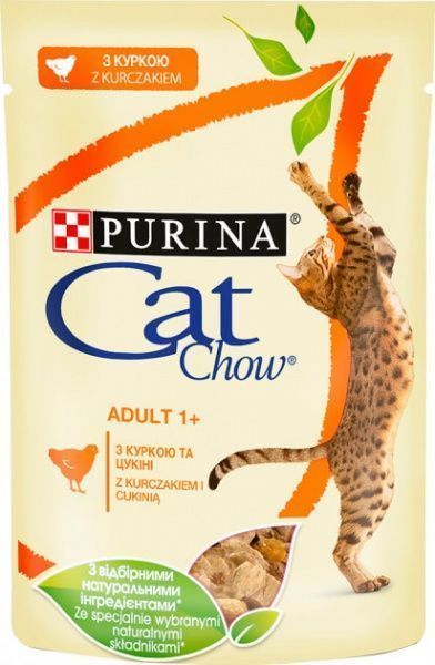 Корм Purina Cat Chow Adult 1+ с курицей и цукини в желе 85 г