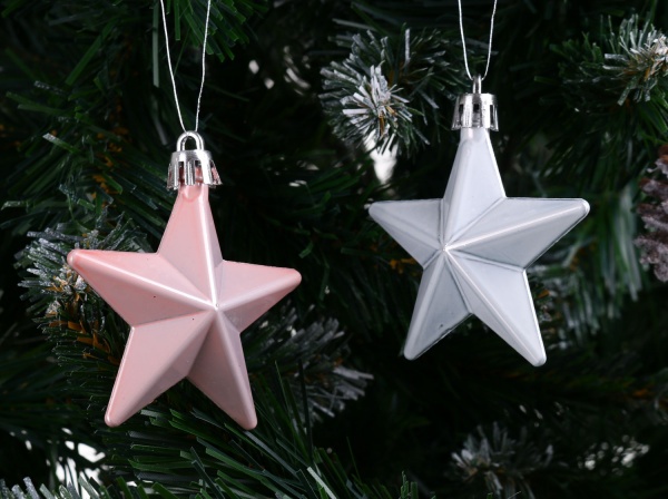 Набор новогодних украшений Звезды CAN210310 розовый 6,5 см 8 шт./уп. 