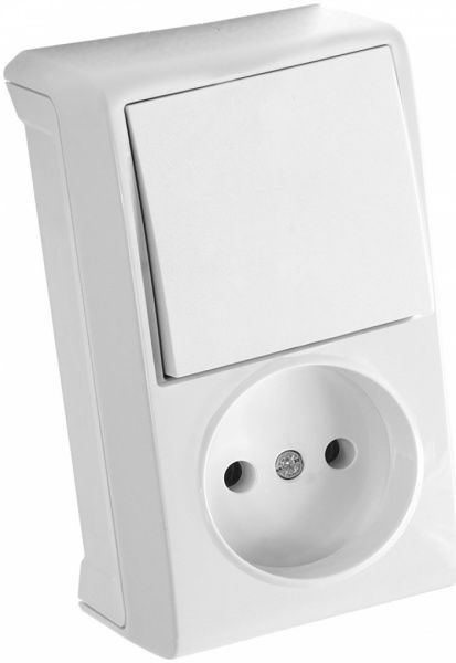 Розетка + вимикач Viko Vera без шторок білий