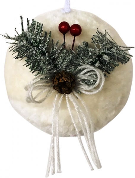 Куля новорічна пухнаста з горобиною 12 см SDA1054120W білий