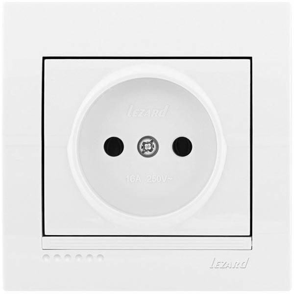 Розетка без заземлення Lezard Deriy 16 А 250 В без шторок білий 702-0202-121В