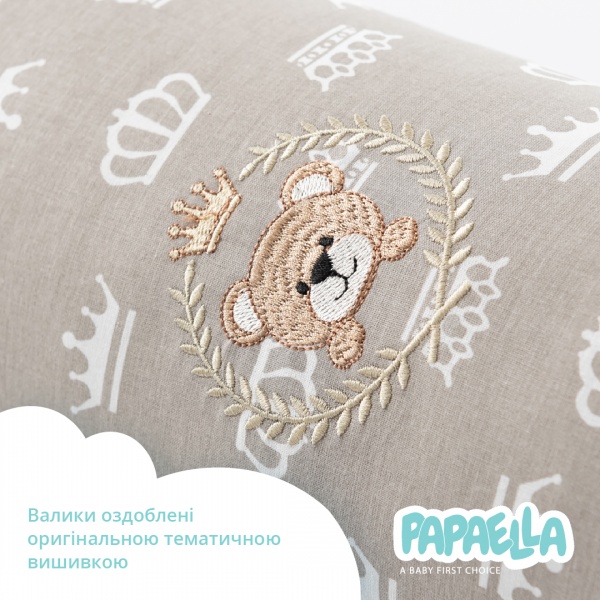 Бортик-валик захисний мультифункціональний Корона 2 шт. Papaella м'ятний/сірий 