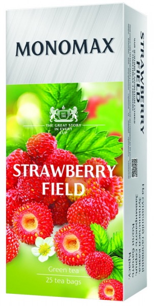 Чай зеленый Мономах листовой мелкий с ароматом земляники STRAWBERRY FIELD 25 шт. 