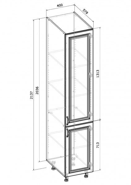 Шафа універсальна МС Глорія 40х213,7х57,8 см білий/дуб артізан Грейд