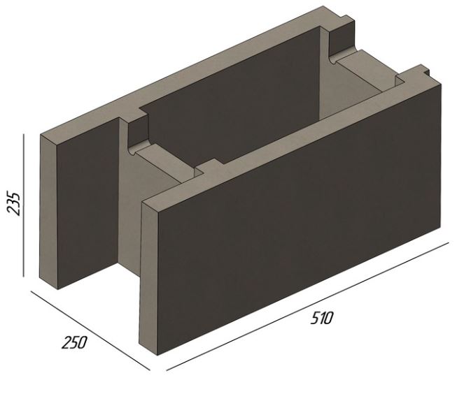 Блок бетонный KOLIZEY 510x250x235 мм