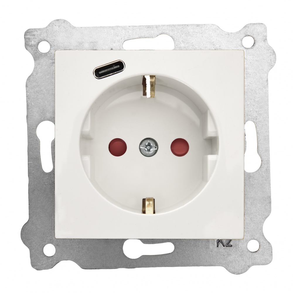 Механізм розетки побутова із заземленням EXEN Karell IP20 білий 290-000103-274