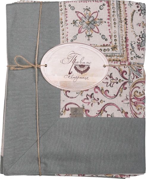 Скатерть с кантом Mosaic 140x140 см серый с рисунком Прованс 