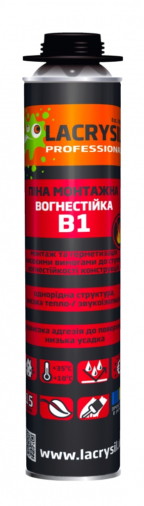 Піна монтажна Lacrysil професійнавогнестійка В1 800 мл
