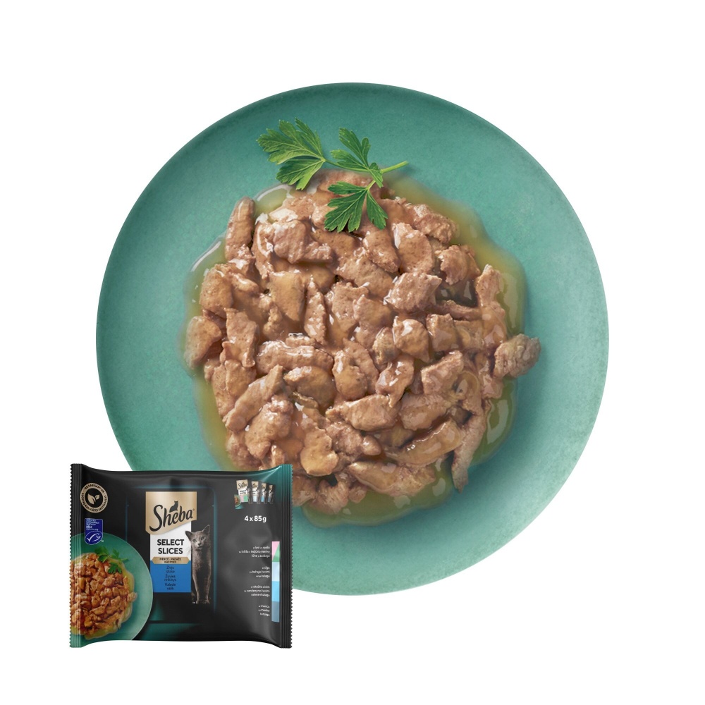 Корм влажный для котов Sheba рибное ассорти в соусе 4х85 г