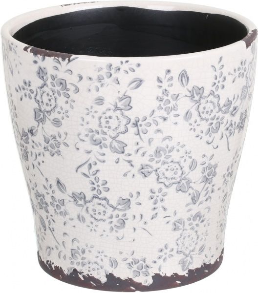 Кашпо керамическое Прованс круглый (Y473-183/3-1) серый 