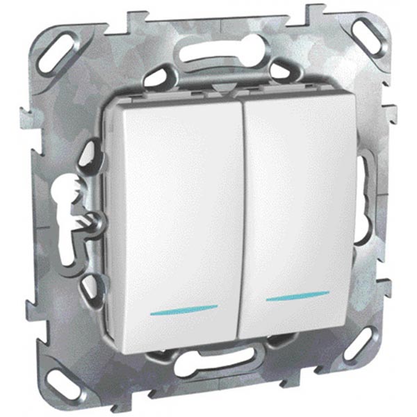 Вимикач подвійний Unica MGU5.0101.18NZD білий